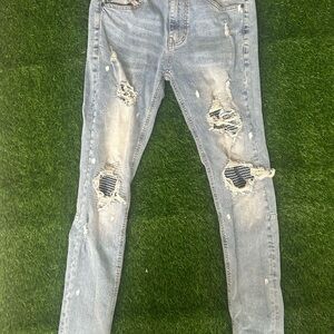 H&M Blue Skinny Distressed Jeans
